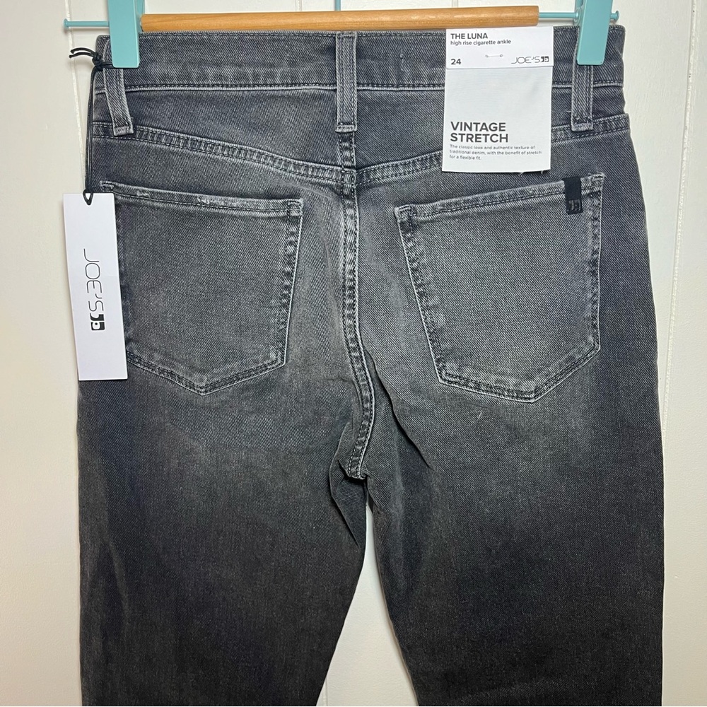 Joe’s Jeans Luna High Rise Cigarette Ankle Gray Wash Size 24 Stretch NWT Raw Hem - Picture 6 of 11